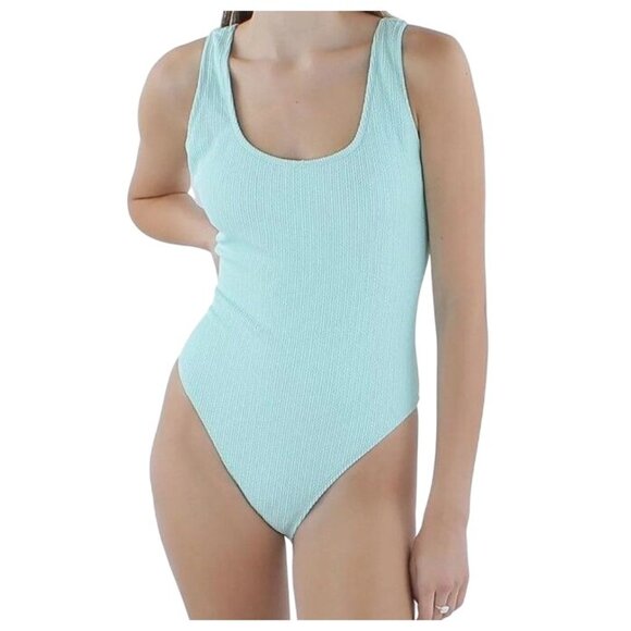 Cotton on One-Piece Swimsuit Honeydew Melon Crinkle Open Back Cheeky Swimwear XS - Picture 1 of 9